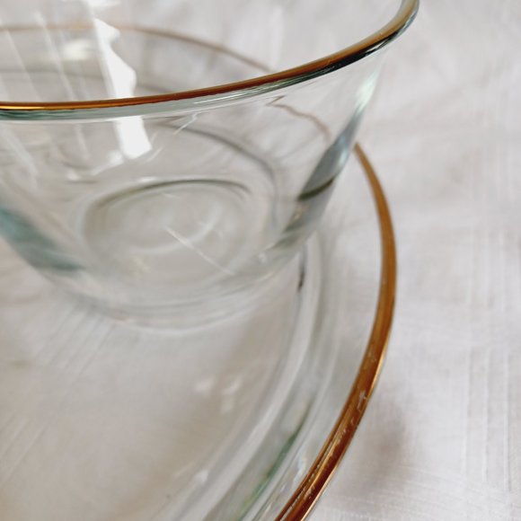 Holiday 16K Gold Indiana Glass Chip Dip Set (Fuente para Patatas Fritas y Salsa) - Picture 4 of 15